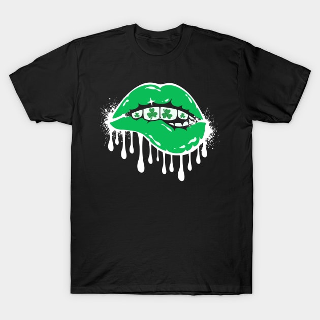 Melting Lips Queen Unique Shamrock St Patricks Day for Women T-Shirt by NIKA13